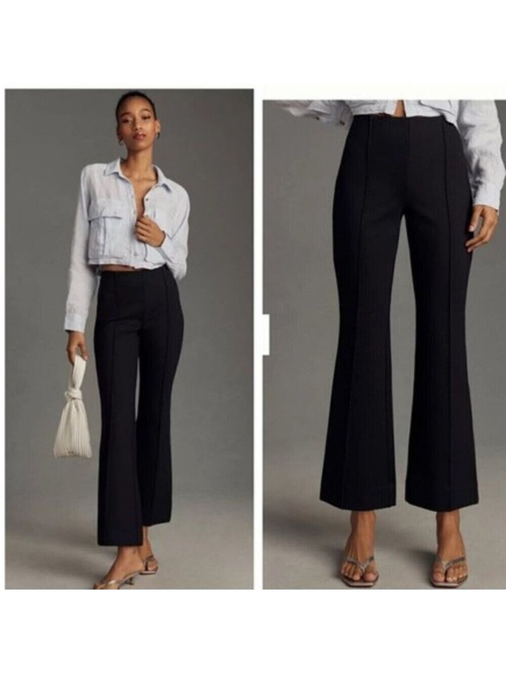 Maeve Margot Kick-Flare Cropped Black High Rise Ponte Stretch Anthropologie M